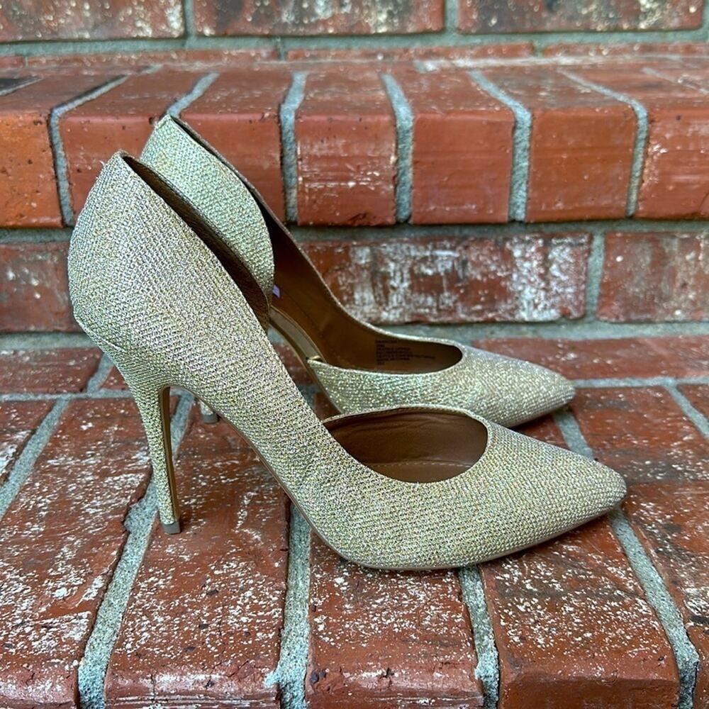 Steve Madden Gold Glitter Pointed Toe Pumps Stiletto Heels Women’s Size 10